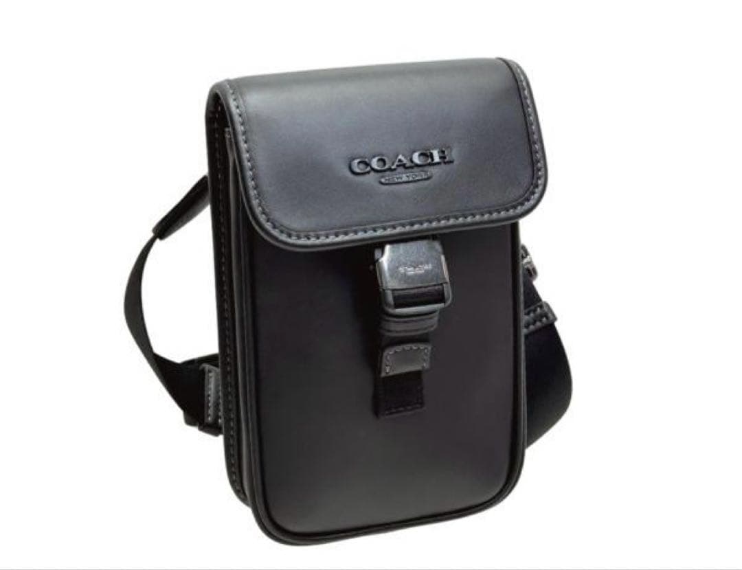 【新品】COACH ブラック レザーショルダーバッグ 保存袋付き