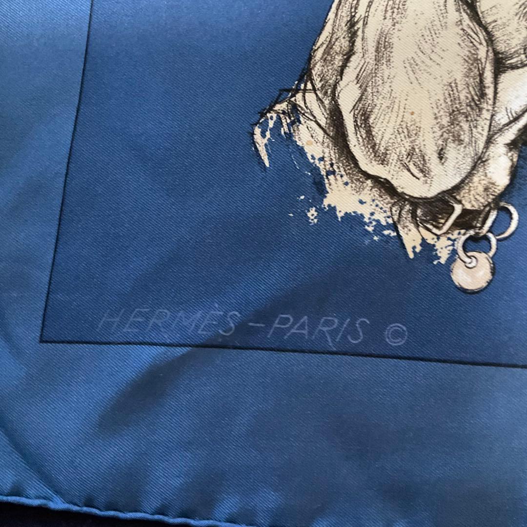 エルメス　スカーフ　カレ90 poret 猟犬　1960年代？　日本未発売
