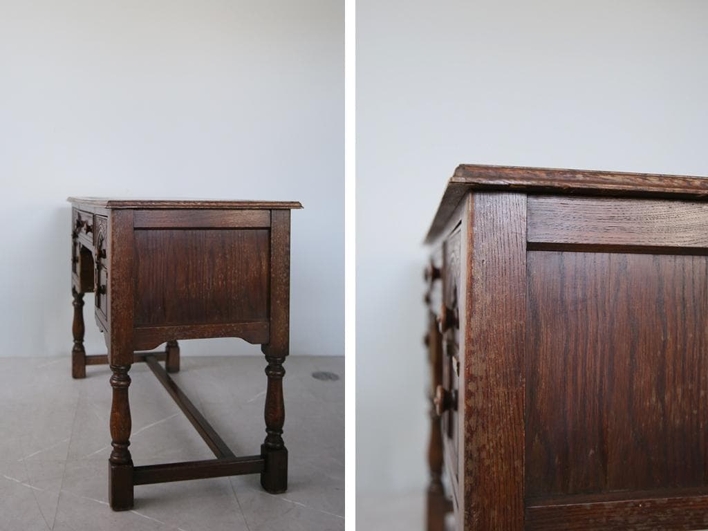 英国アンティーク木製デスク/勉強机/テーブル/飾り棚/オフィス事務(91-200