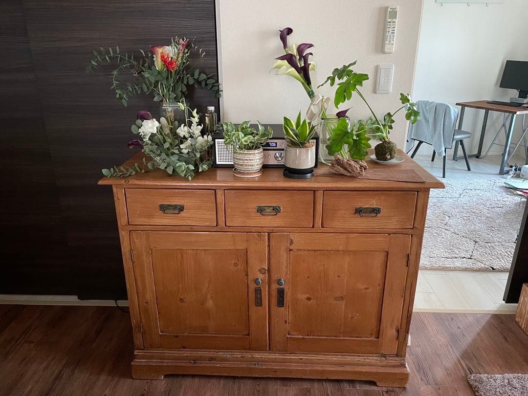 ナチュラルウッドシェルフ　引き出し付き