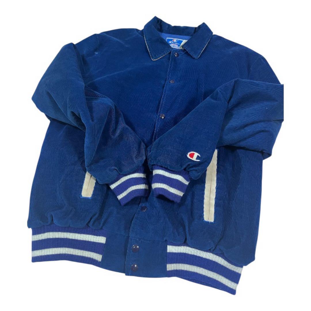 USA製Champion コーデュロイスタジャン サイズXL ブルー アメカジ