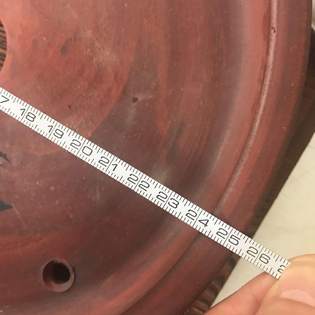 盆栽鉢 美しい紅泥朱泥骨董盆栽鉢落款有豊林丸鉢