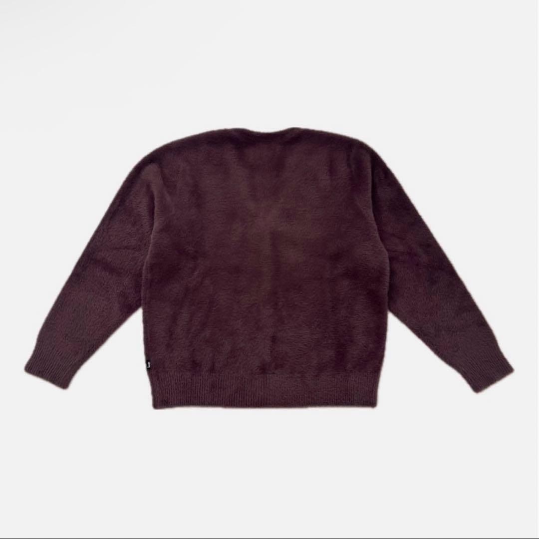 Stussy シャギーカーディガン　Eggplant Lサイズ