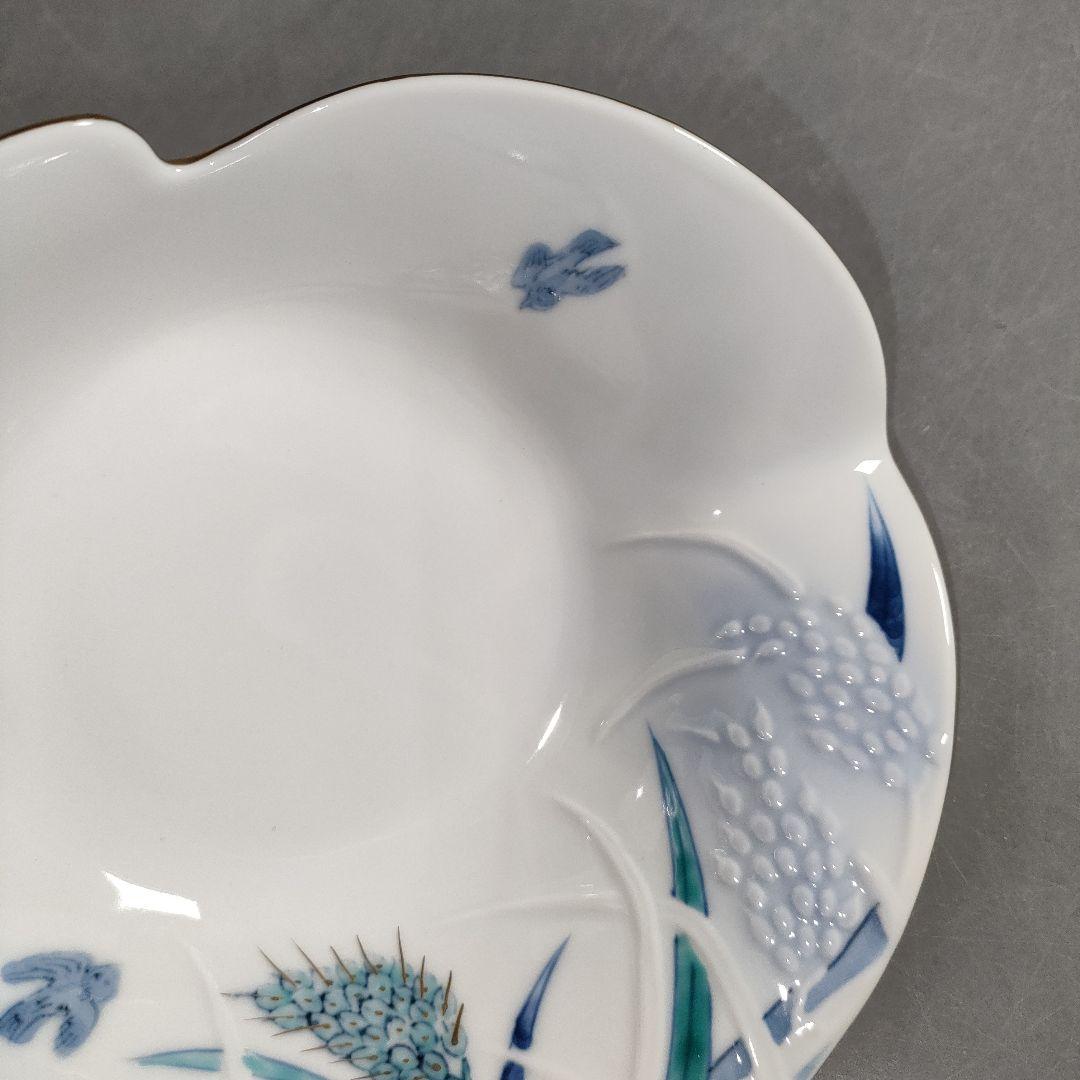 A1336-1/有田焼/富右衛門窯/染錦稲穗彫向付 大5