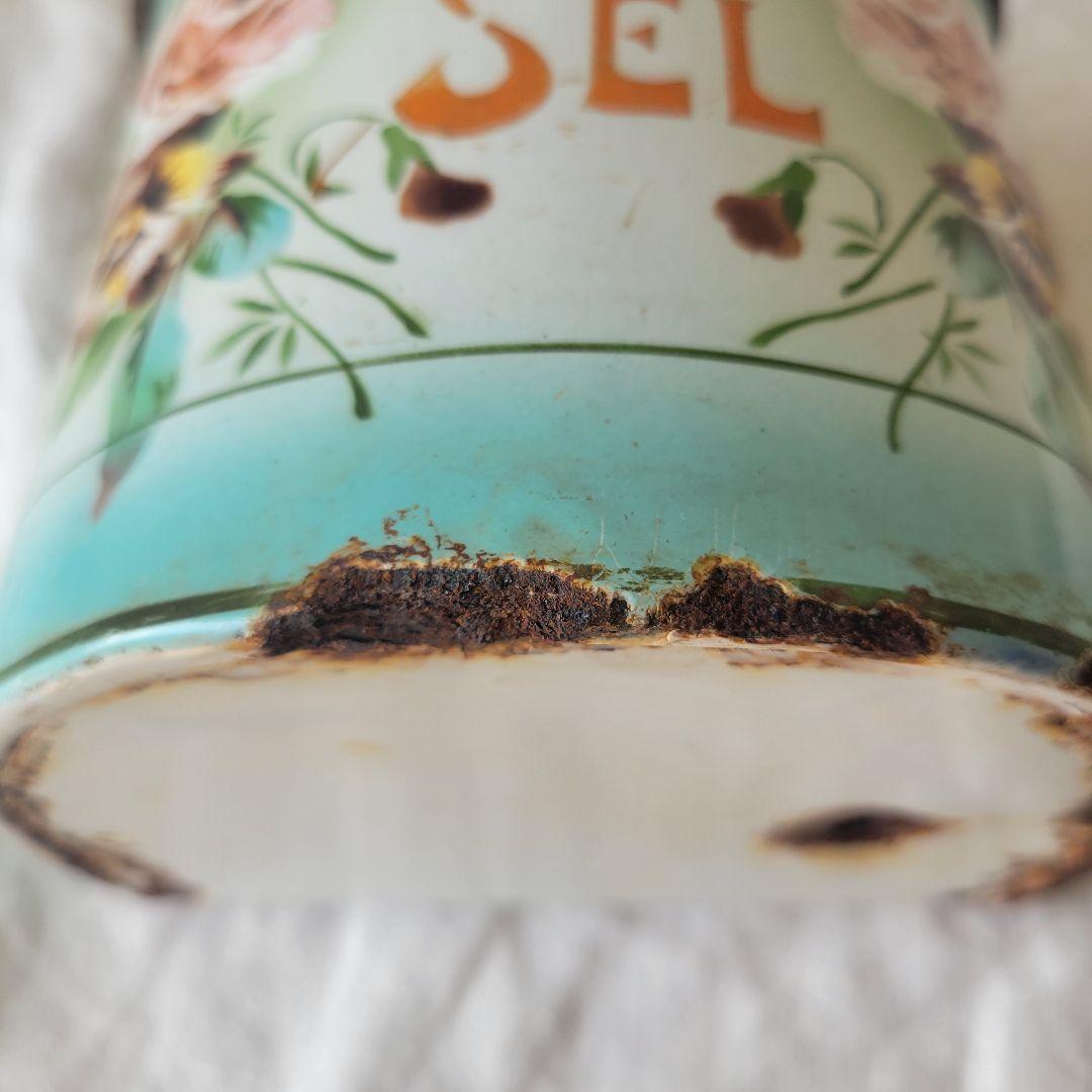 フランス　アンティーク　ホーロー　sel缶　JAPY