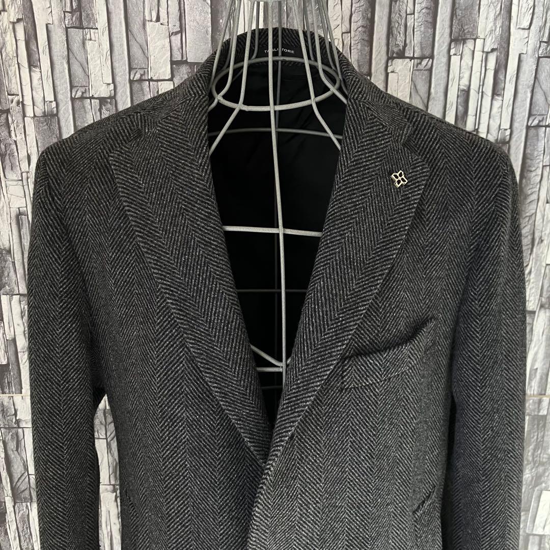 TAGLIATOREタリアトーレ・チェスターコート・グレー大判ヘリンボーン・50