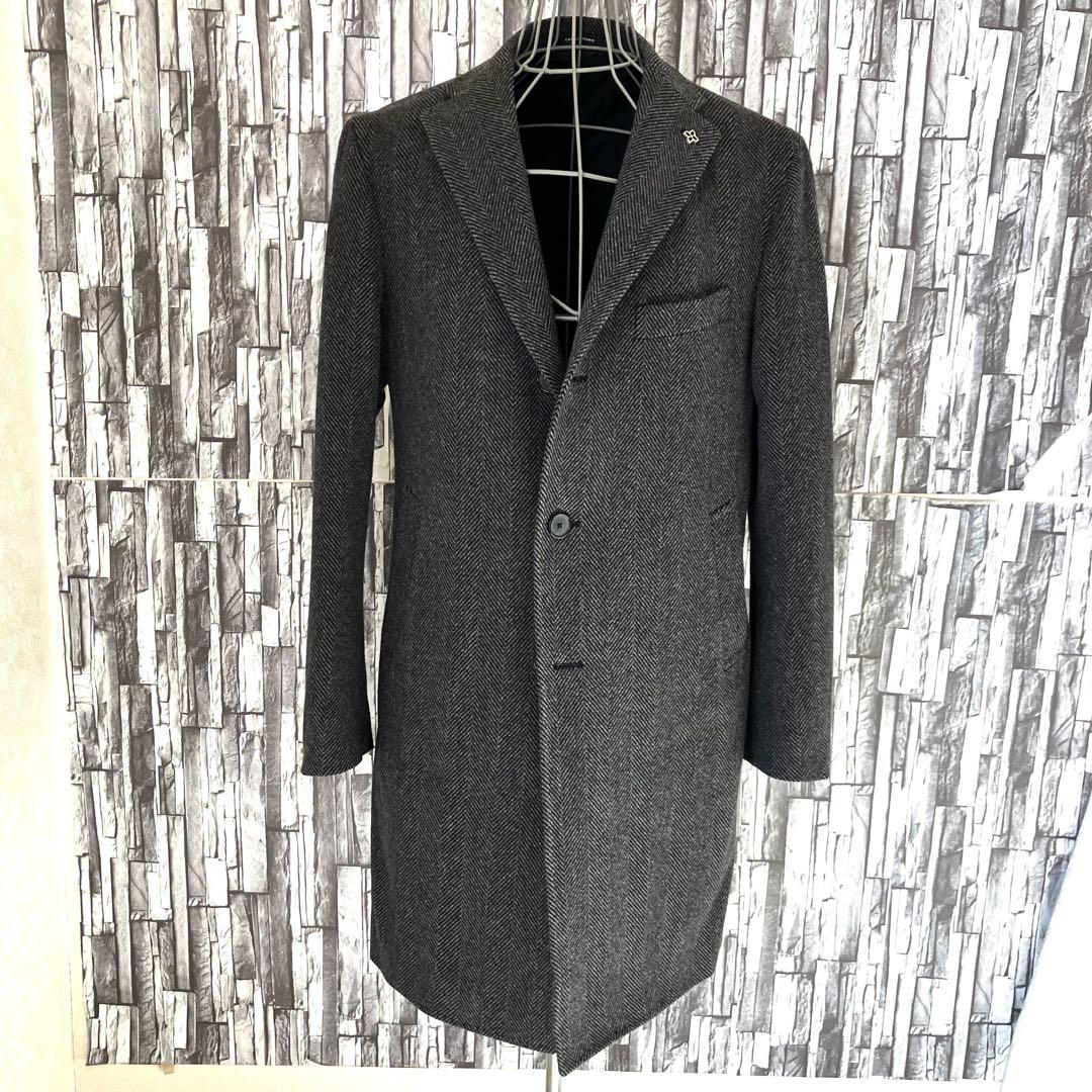 TAGLIATOREタリアトーレ・チェスターコート・グレー大判ヘリンボーン・50