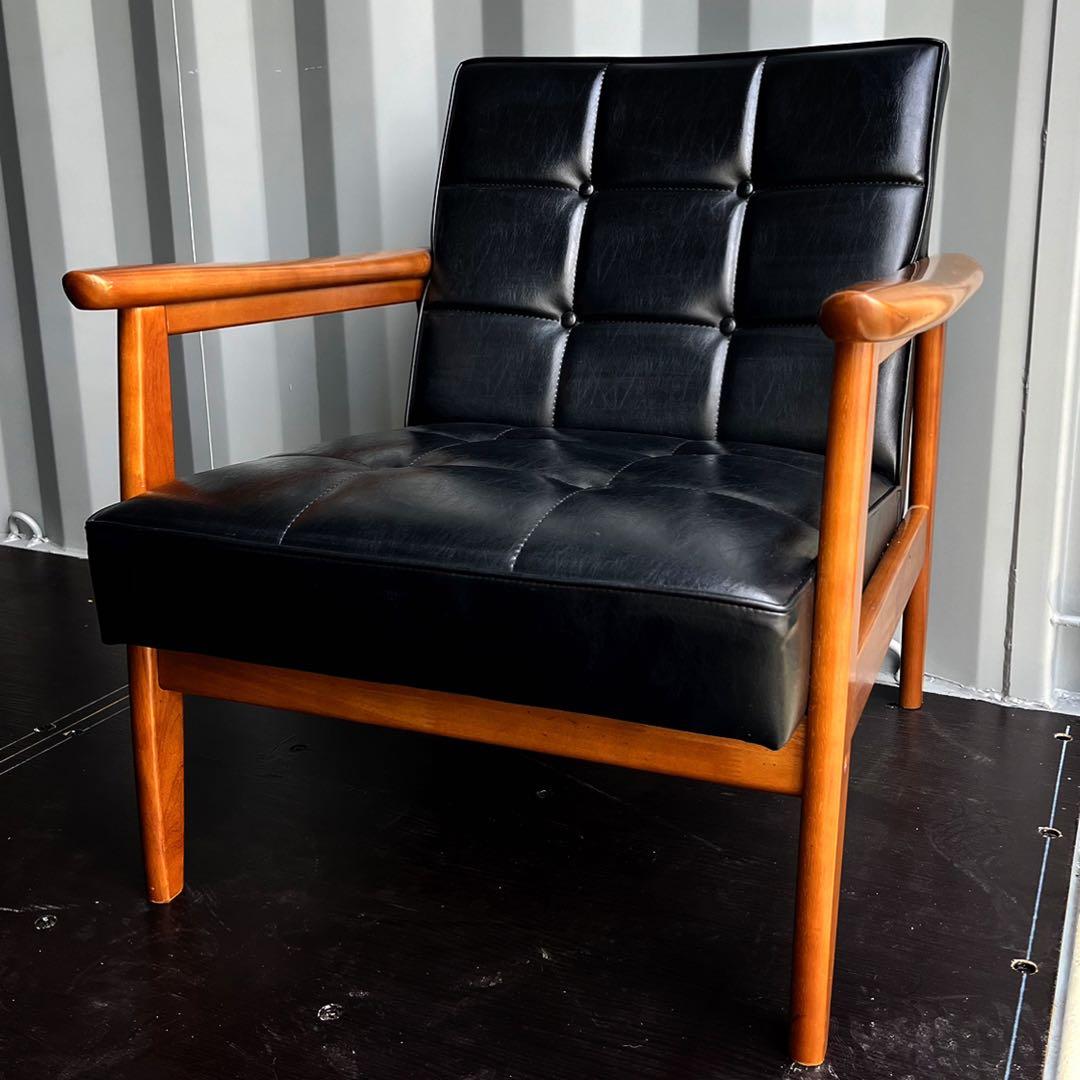 カリモク 60 チェア スタンダード シーター ブラック レザー ソファ