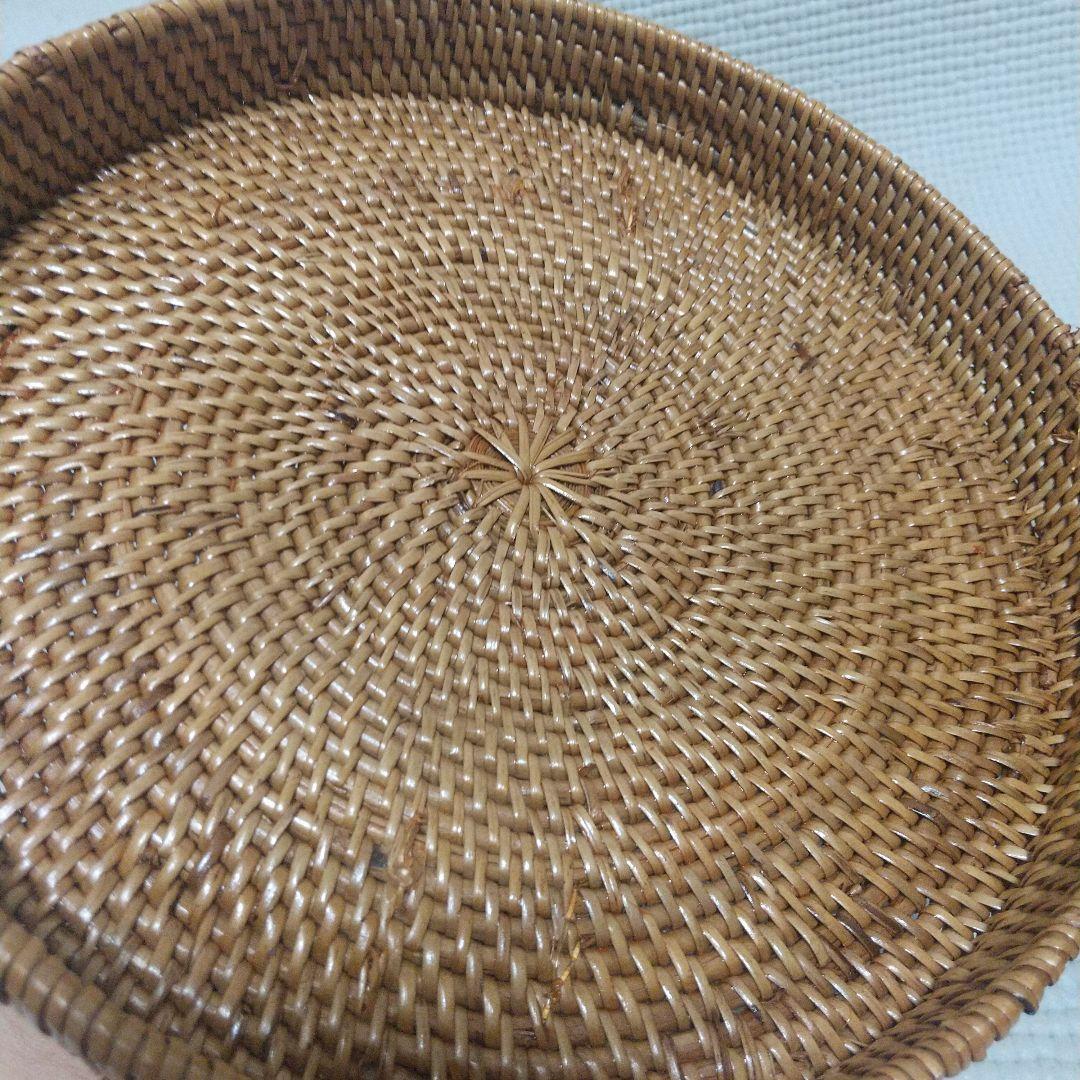 14×20cm アタ製♪持ち手付バスケット＆おまけ／自然素材 アジアン雑貨