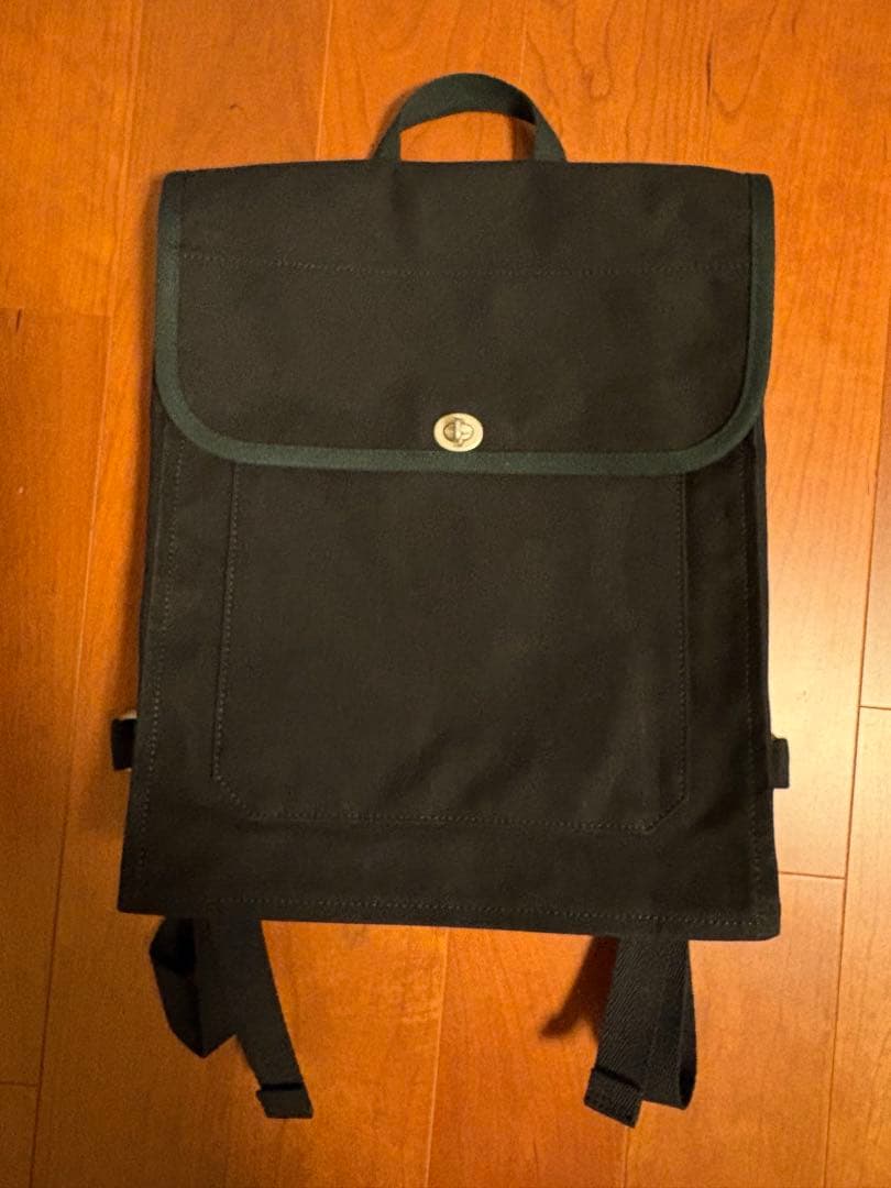 美品⭐︎信三郎帆布リュック 黒×黒　缶バッジ付き