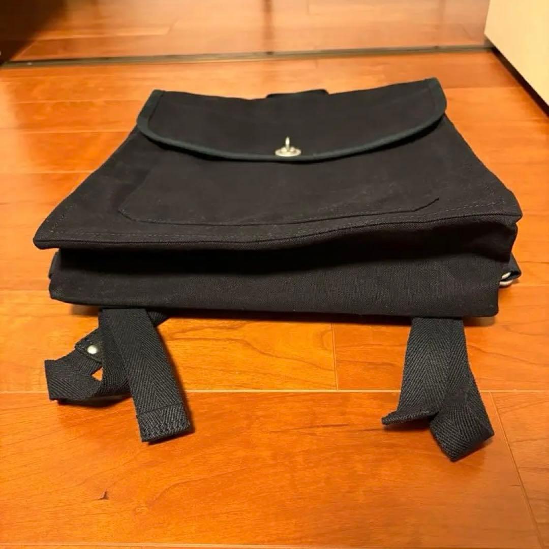 美品⭐︎信三郎帆布リュック 黒×黒　缶バッジ付き