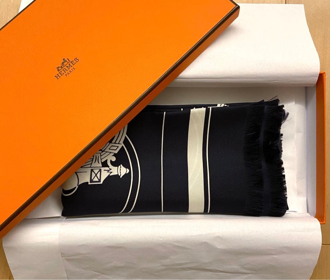 新品未使用 新作 エルメス シルクスカーフ カレH80 フリンジ エクスリブリス