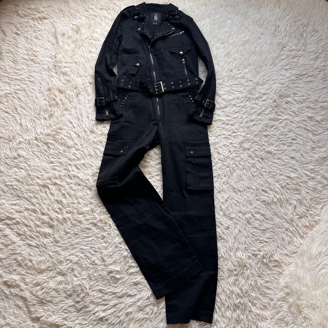 美品　ブラックピースナウ　BPN つなぎ　オーバーオール　スタッズ　y2k 黒