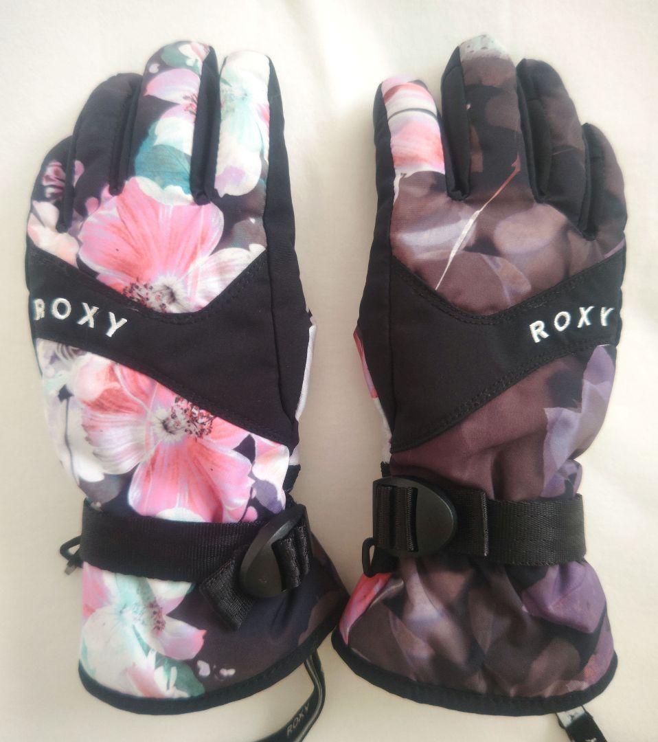 【美品】ROXY 花柄スキーウェア上下 手袋 セット 160cm