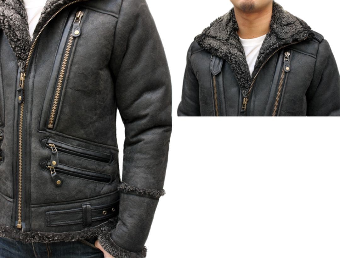 AVIREX アヴィレックス ダメージ加工 ムートンライダースジャケット B-3