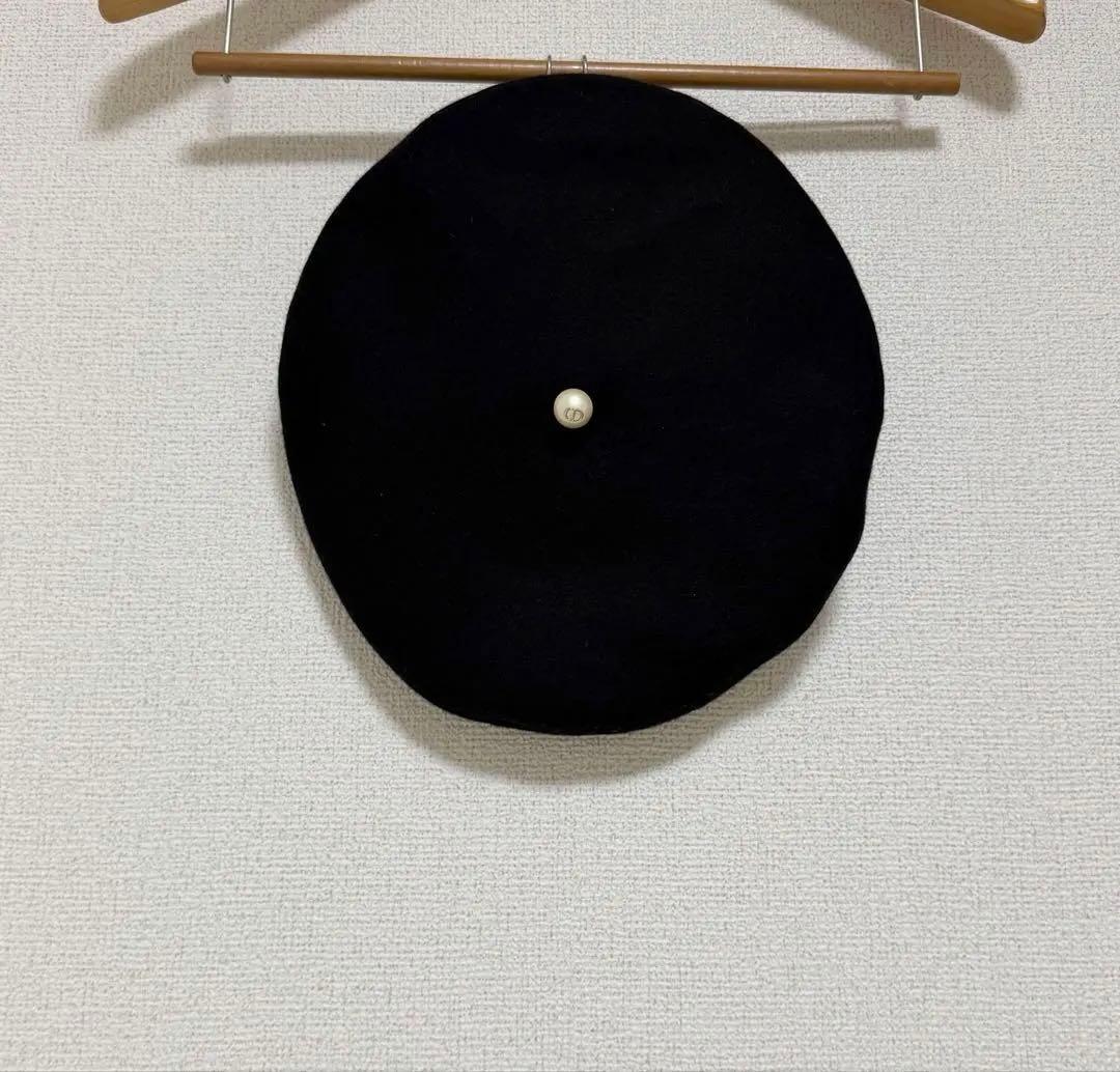 極美品✨ Christian Dior ベレー帽 パール付き ディオール 黒