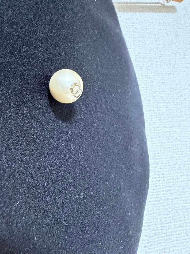 極美品✨ Christian Dior ベレー帽 パール付き ディオール 黒