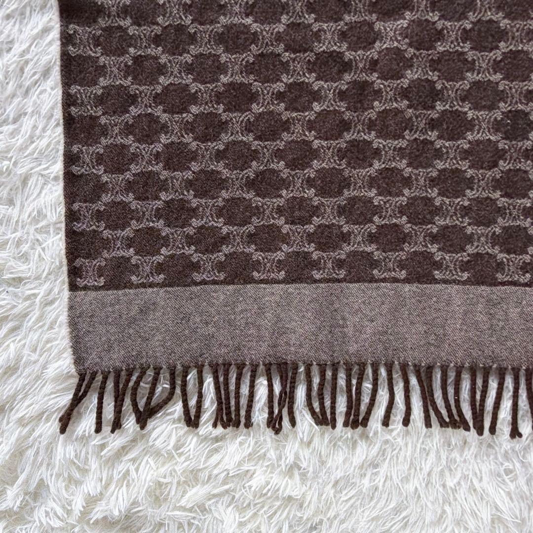 希少✨【CÉLINE】トリオンフ柄 ウール100%ひざ掛け ストール 総ロゴ柄