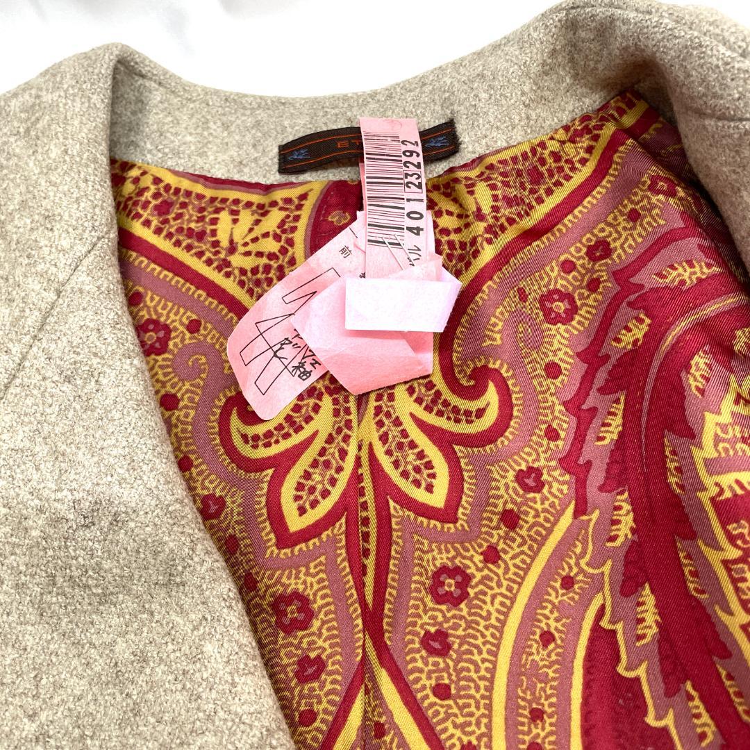 Y249-13 ETRO エトロ ペイズリー裏地 チェスターコート グレー