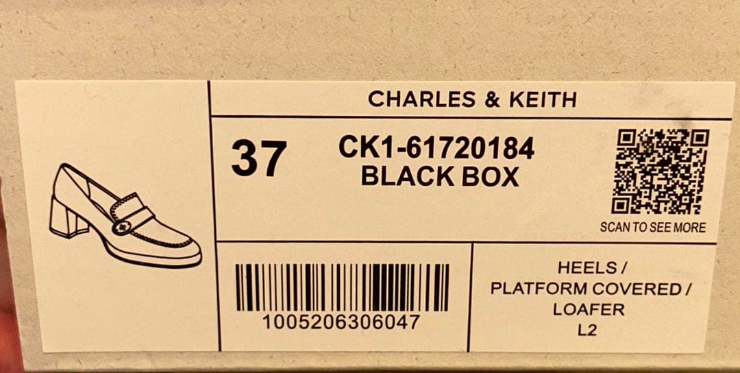 CHARLES & KEITH 黒 ローファー ヒール 37