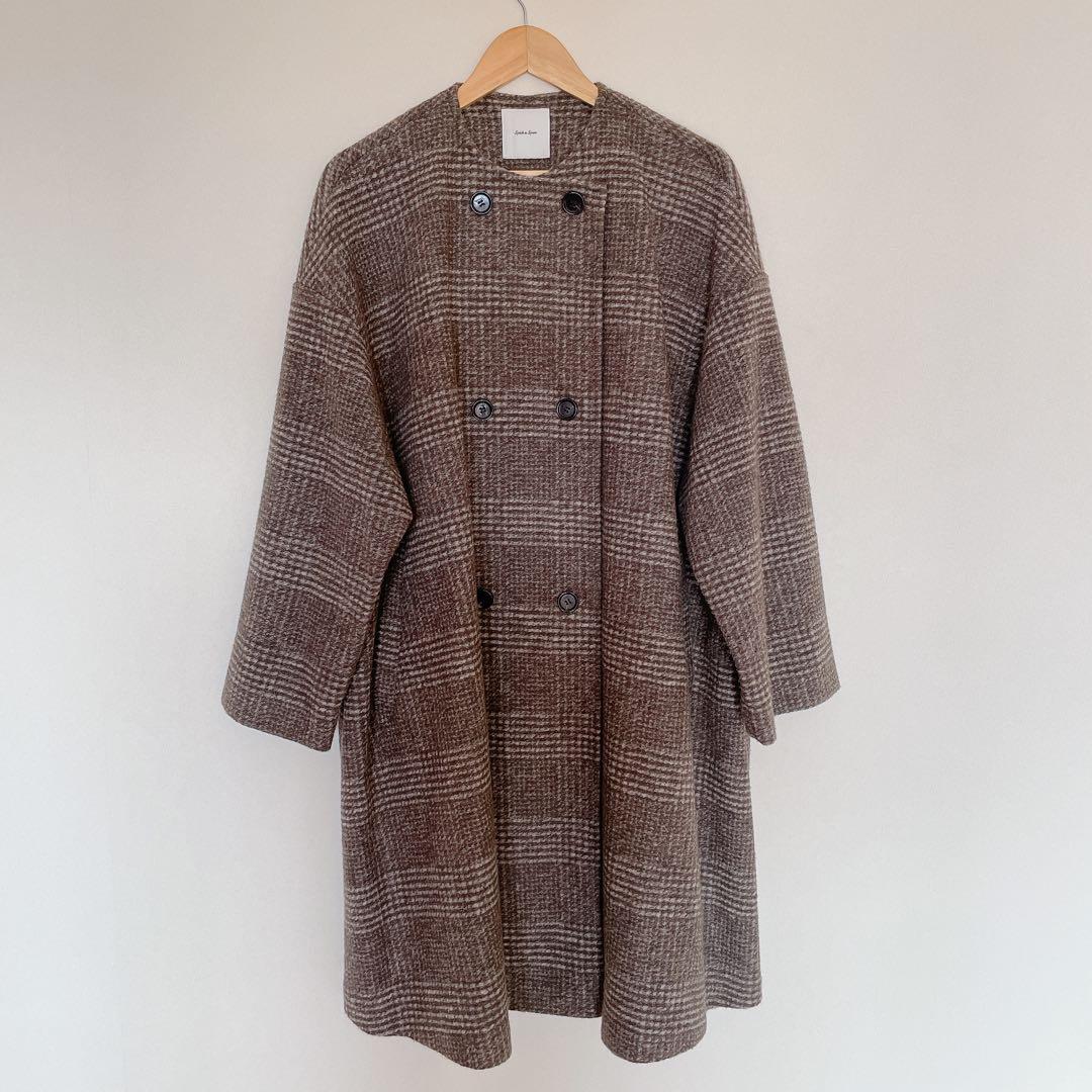 Spick&Span Wスライバーノーカラーポンチョコート 38
