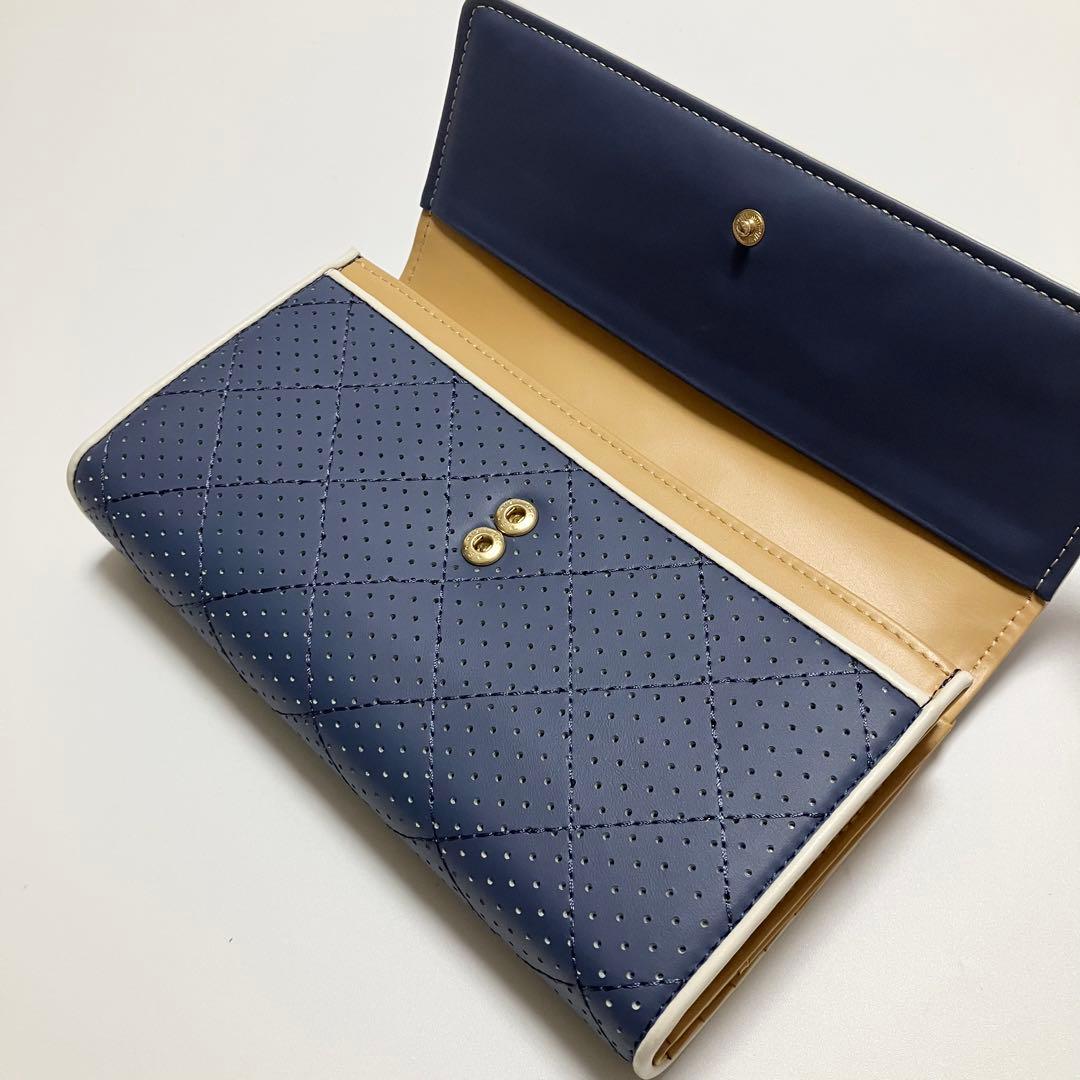 G99 未使用 ピンキー＆ダイアン 長財布 財布 レディース ネイビー 大容量