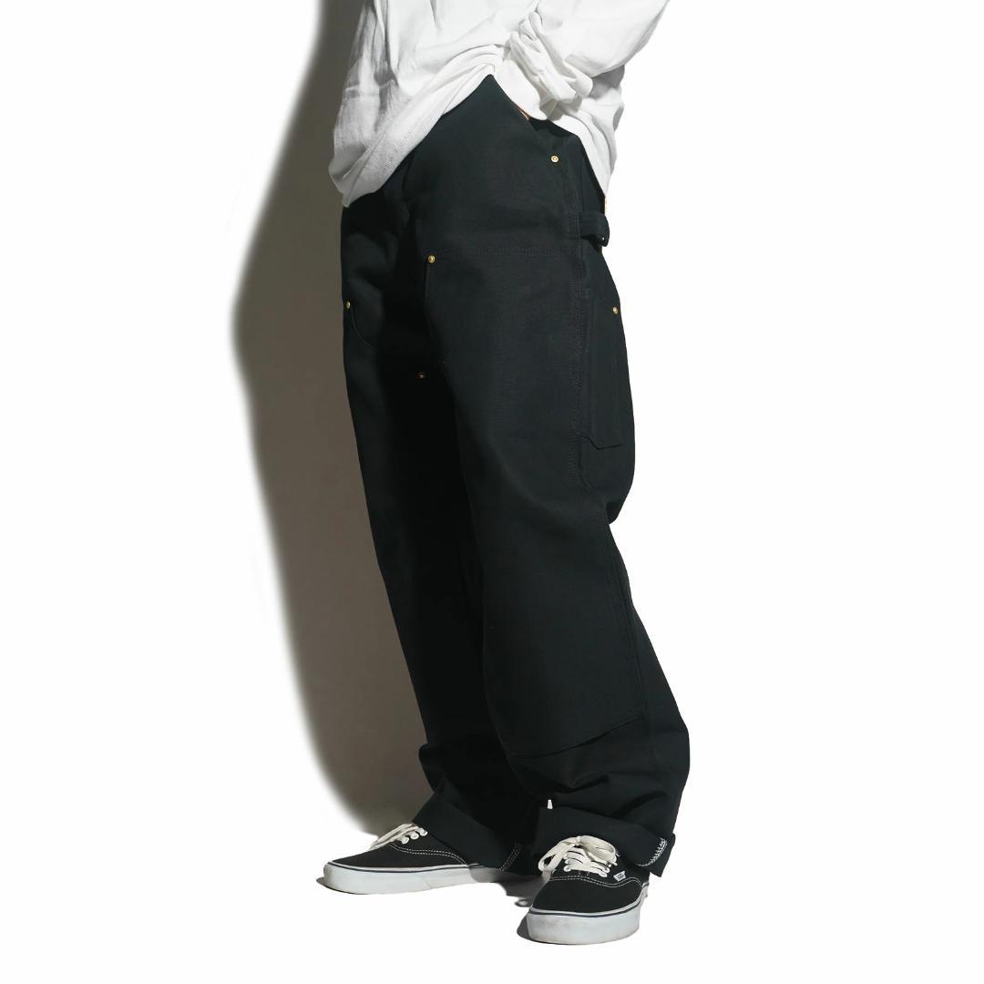 ★米国製本物レアサイズ！W34*L28CARHARTTダブルニーB01ブラック