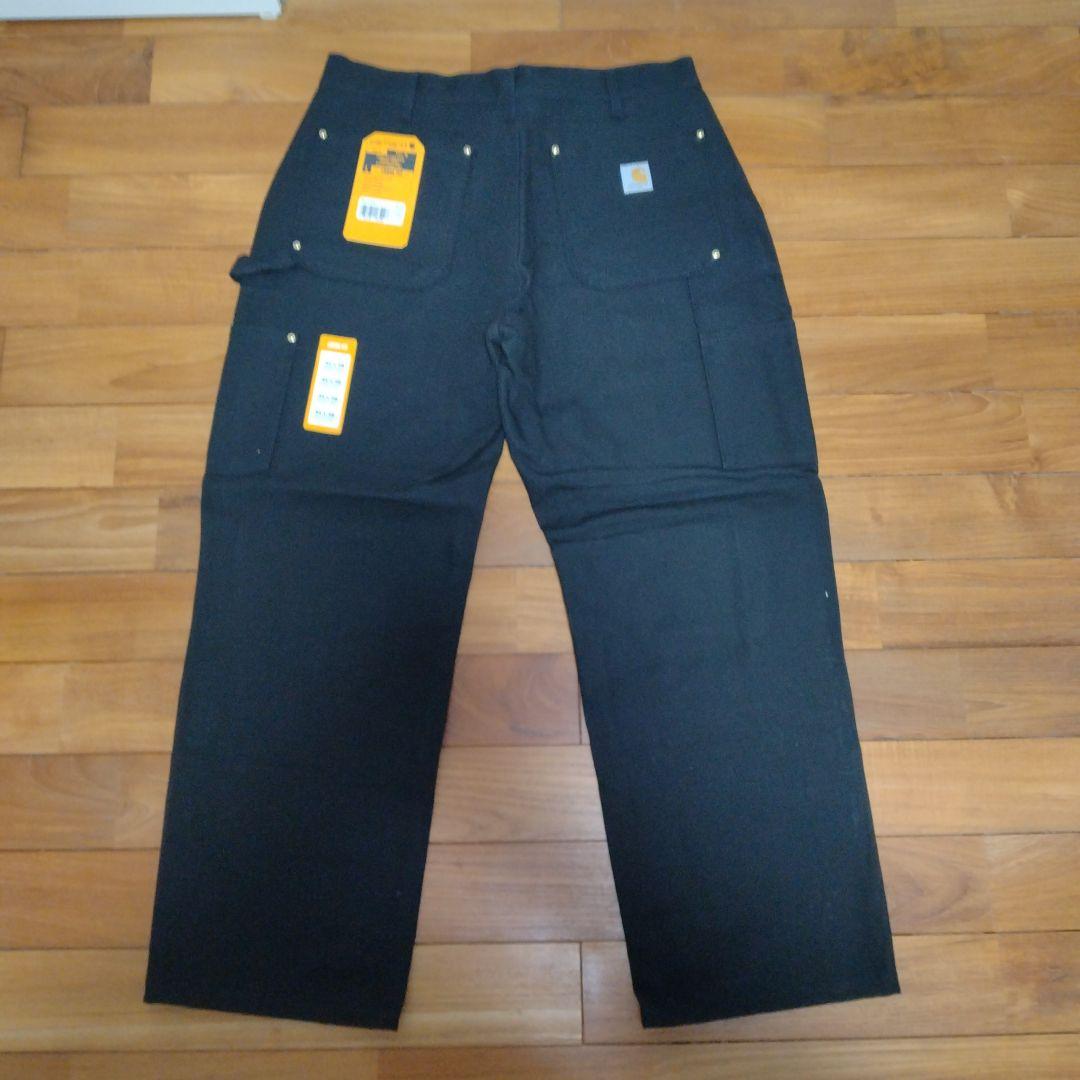 ★米国製本物レアサイズ！W34*L28CARHARTTダブルニーB01ブラック