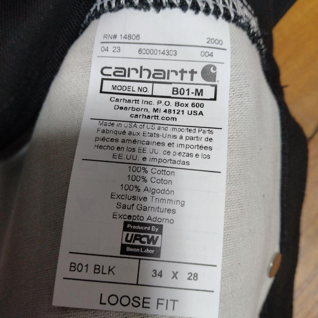 ★米国製本物レアサイズ！W34*L28CARHARTTダブルニーB01ブラック