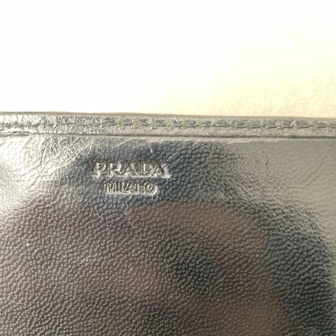 プラダ PRADA レザー 長財布 三角プレート ブラウン ブラック