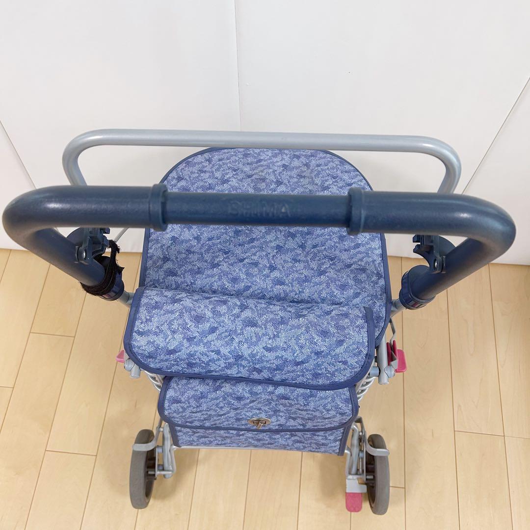 島制作所　シルバーカー　ハーモニーDX レインカバー　折りたたみ式　腰掛け