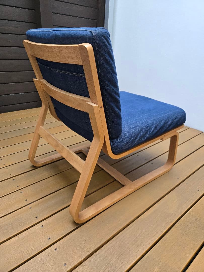 無印良品　リビングでもダイニングでもつかえるソファチェア　デニム生地　一脚目