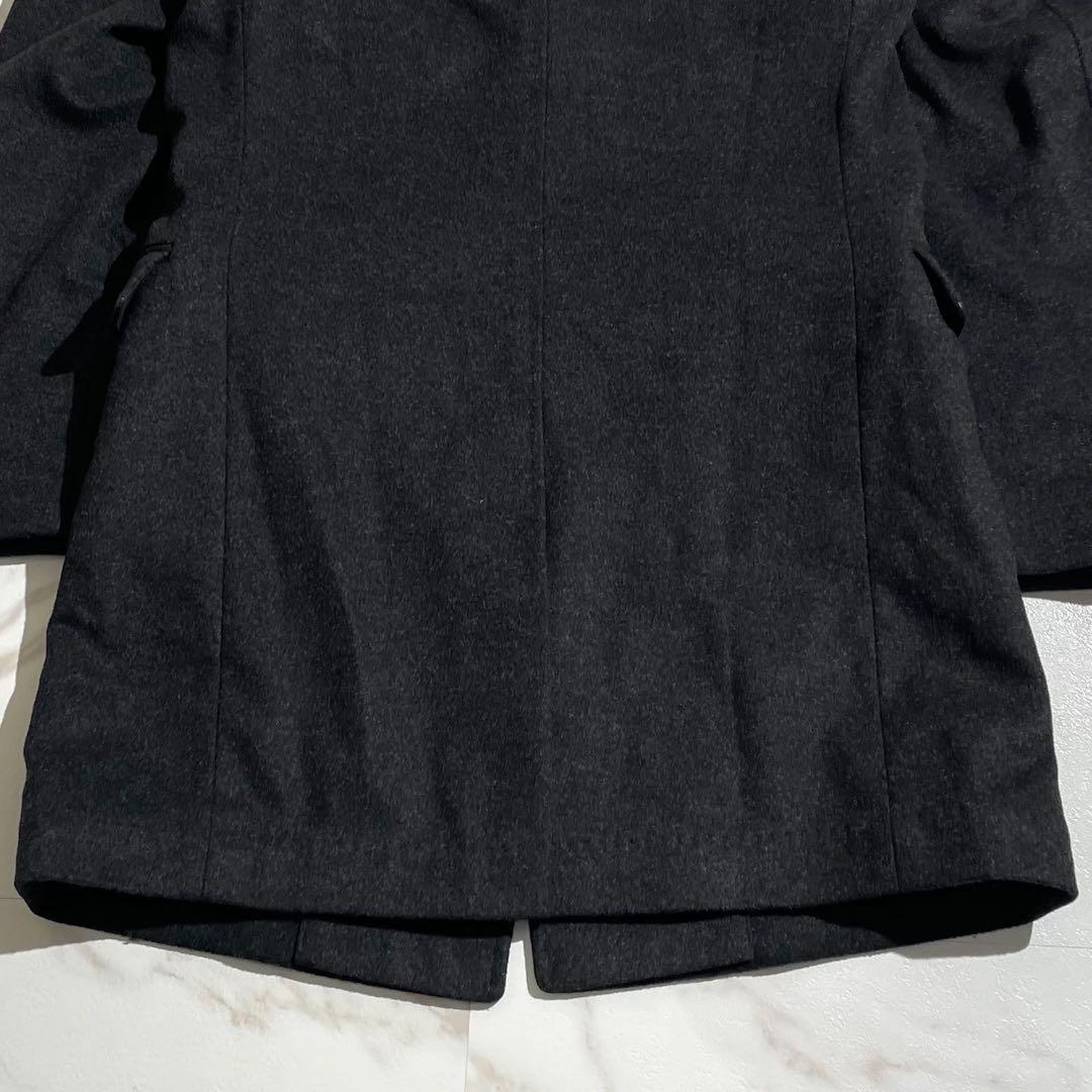極美品 ヒューゴボス カシミヤ混 チェスターコート 衿レザー Lサイズ 【68】