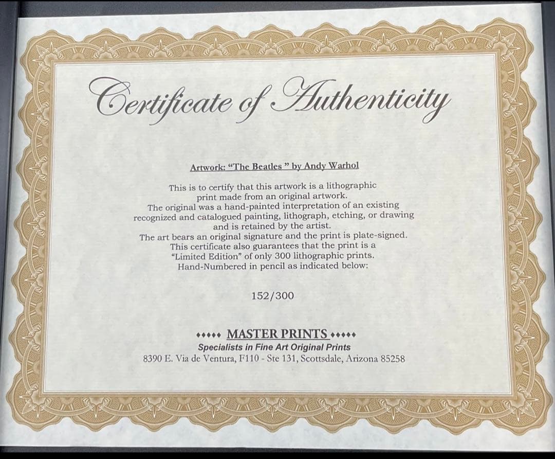 アンディ ウォーホル リトグラフ ビートルズ Beatles 世界 300枚限定