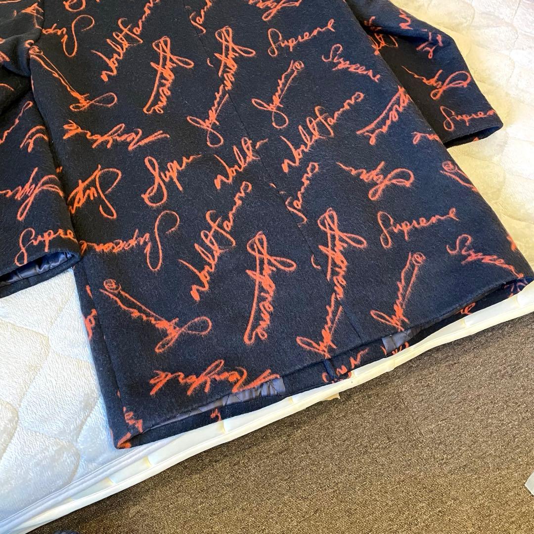 ブ*ル様 Supreme Script Logos Wool Overcoat Supreme Logos Wool