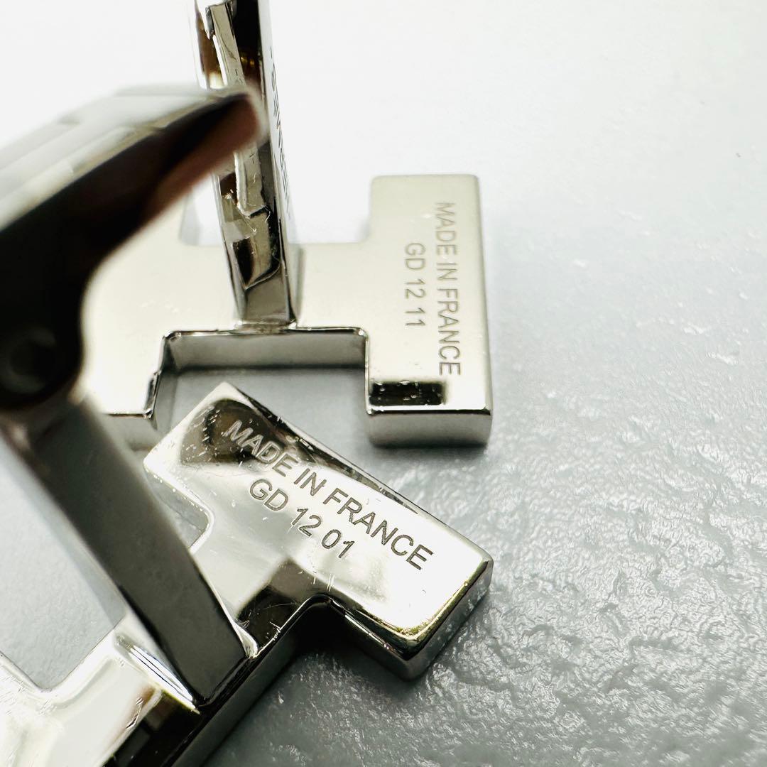 現行品 HERMES カフリンクス クイズ レインボー シルバー Hロゴ