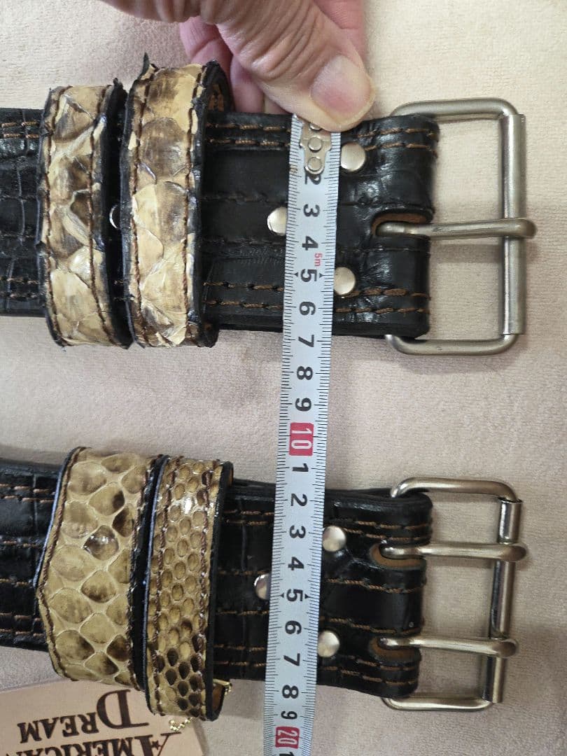 特注品、アメリカンドリーム黒いトレーニングベルト　クロコダイル風Sサイズ