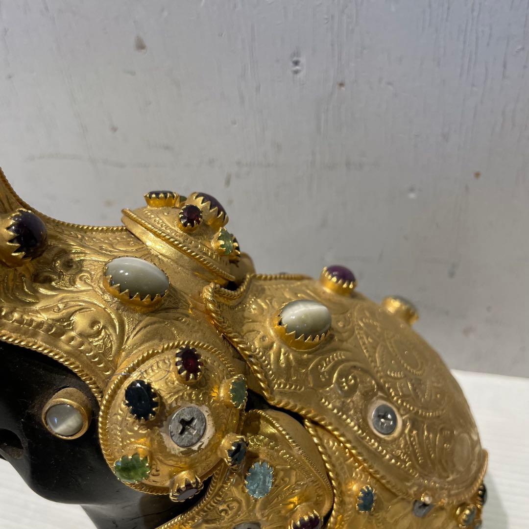 希少　中国美術 木彫 宝石飾 小象　象 置物 飾り物 インテリア　コレクション