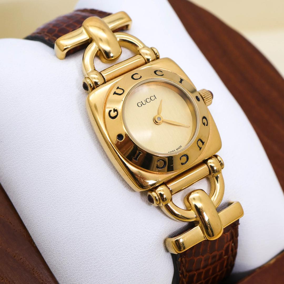 稼働 GUCCI 腕時計 6300L レザー ゴールド レディース 2703 - メルカリ