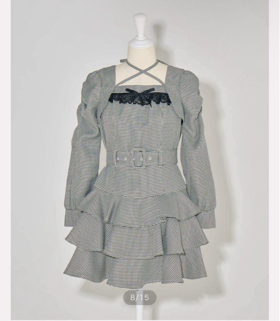 pium ティアードフリル長袖ミニワンピース ミックス