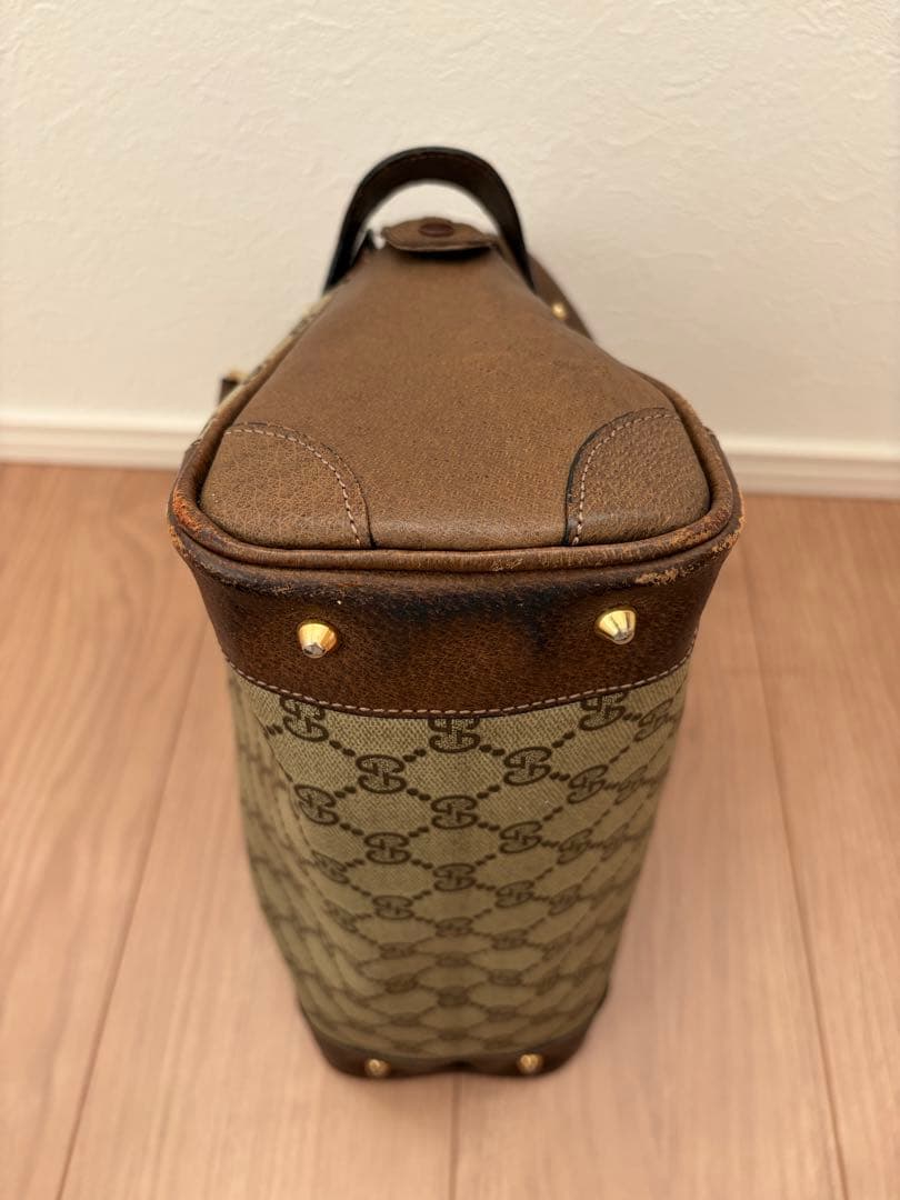 【希少デザイン】GUCCI オールドグッチ ハンドバッグ GGスプリーム 盾ロゴ