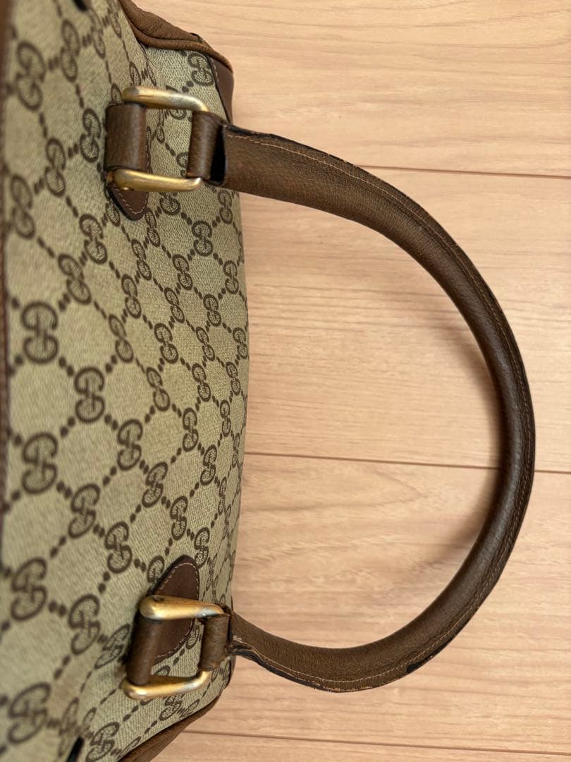 【希少デザイン】GUCCI オールドグッチ ハンドバッグ GGスプリーム 盾ロゴ
