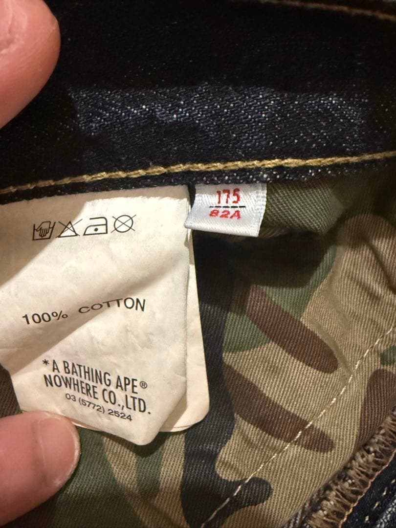 ★A BATHING APE エイプ★バックプリントデニム W32L30★