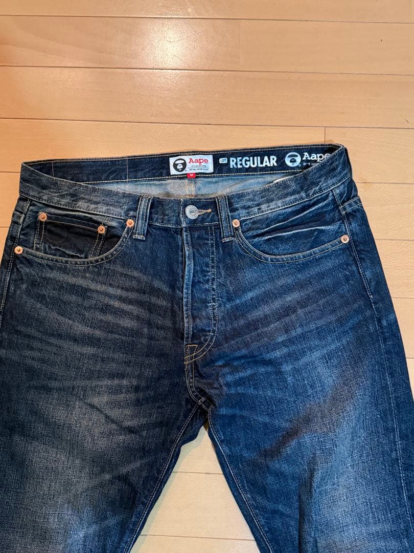 ★A BATHING APE エイプ★バックプリントデニム W32L30★