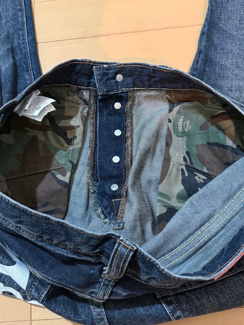 ★A BATHING APE エイプ★バックプリントデニム W32L30★