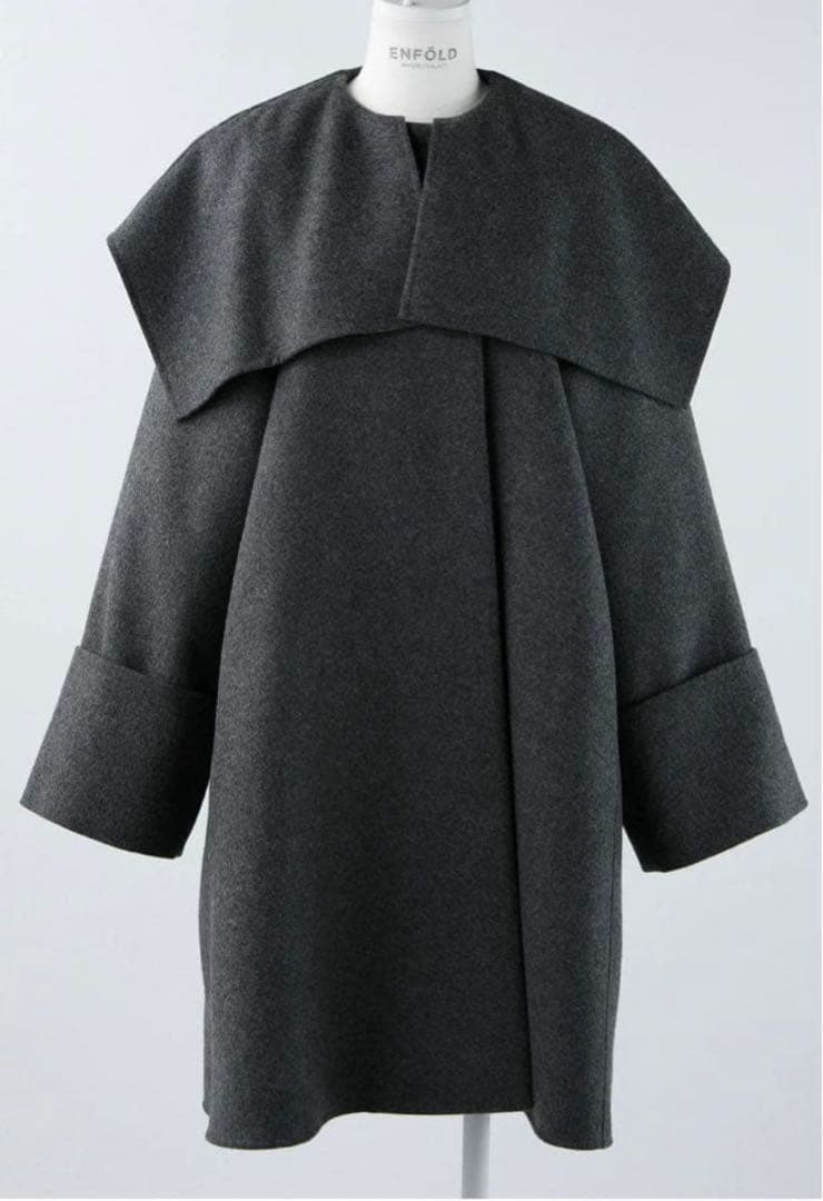 エンフォルド ケープAラインコート チャコールグレー 36 - メルカリ