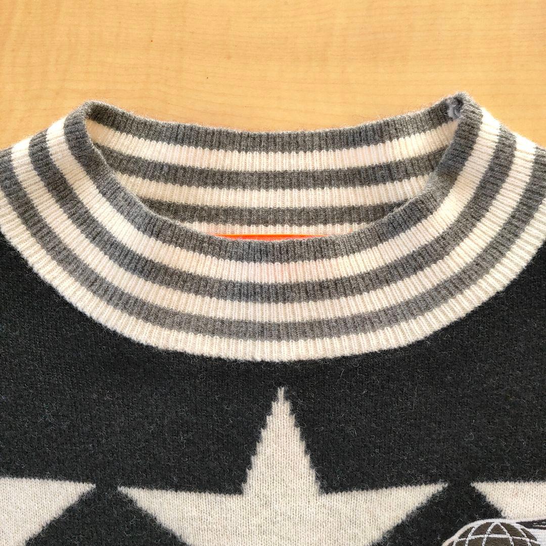 BEAMS GOLF/STARジャガードハイネックセーターL白黒/星形レディース