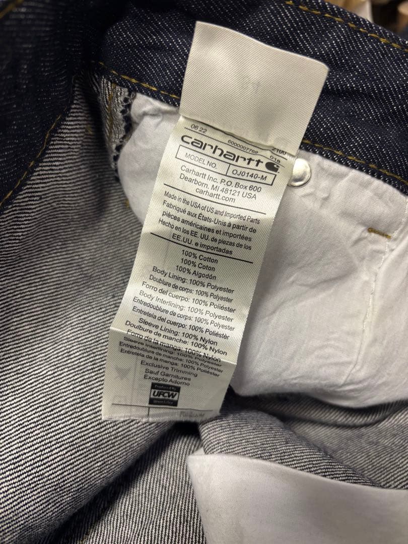 濃紺 Carhartt ダブルニー デニムジーンズ 34 ワークパンツアクティブ