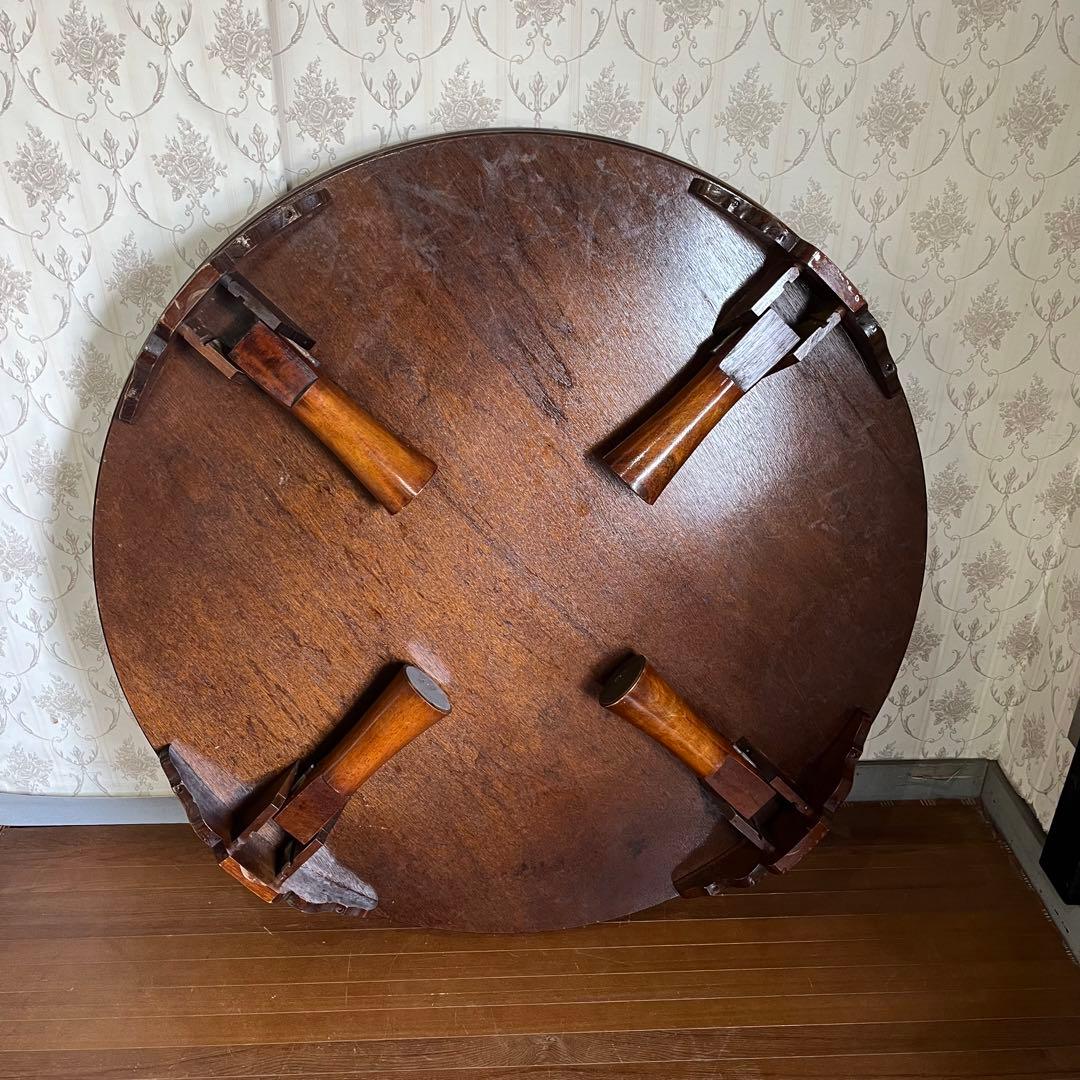 アンティーク】木製 折り畳み座卓 センターテーブル ちゃぶ台 円卓 古