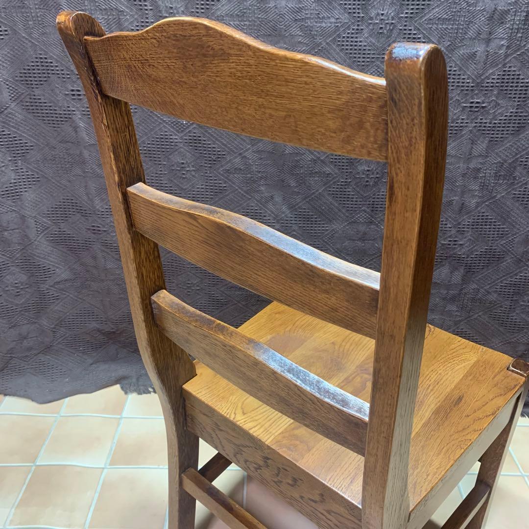 【①】ラダーバックチェア ヴィンテージ オーク材 無垢材 民芸家具
